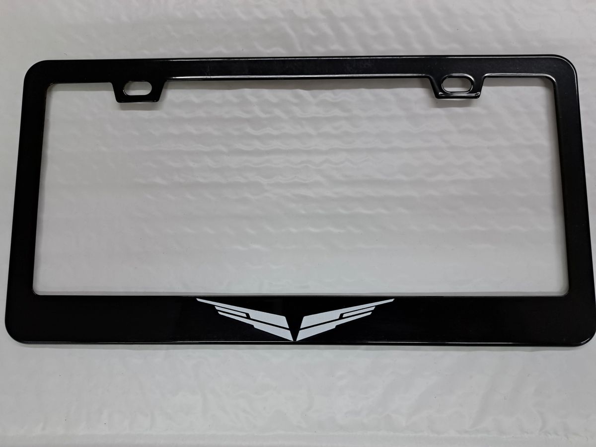 CADILLAC BLACKWING GLOSS BLACK LICENSE PLATE FRAME WINGS ONLY